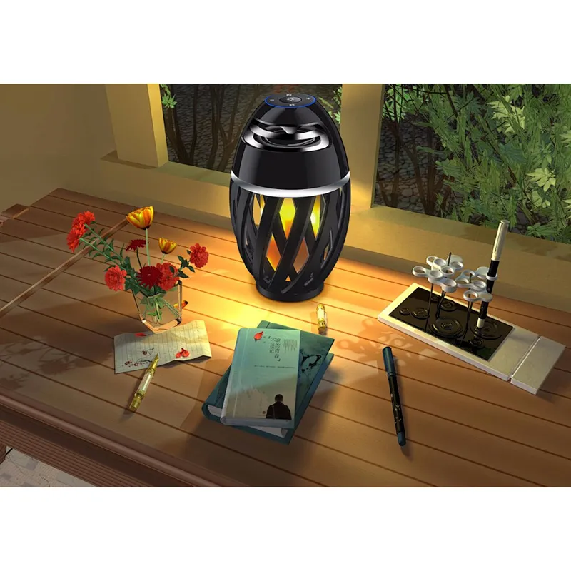 Torch Atmosphere Portable Outdoor gift waterproof wireless led flame lamp speaker