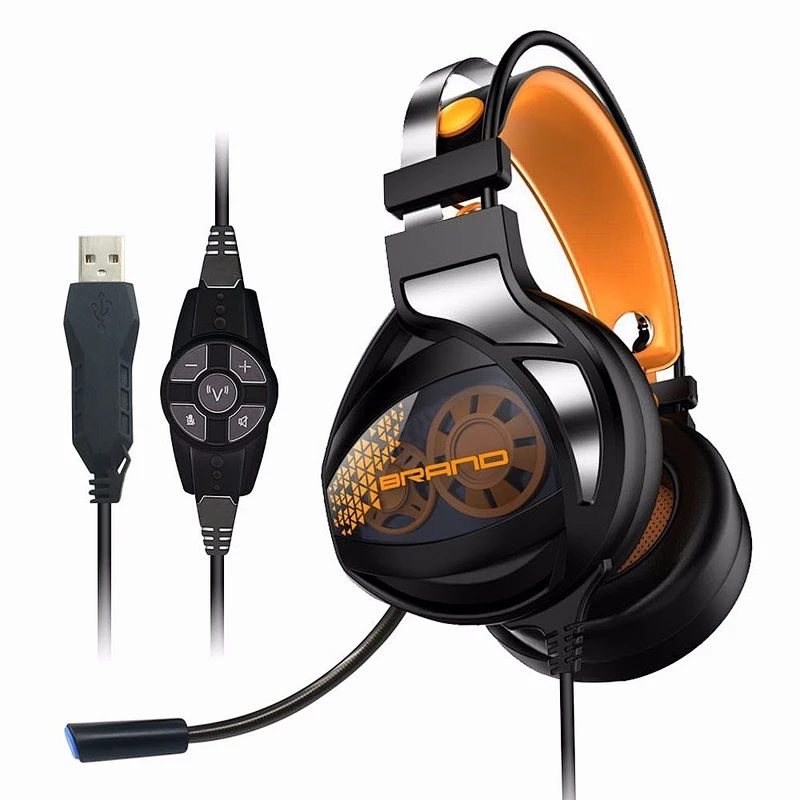 stereo wire 3.5mm pc gaming headphone with led light