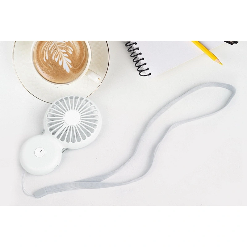2019 oem promotion gifts portable small handhold carry electric travel usb fan with rope round neck hang mini rechargeable fan