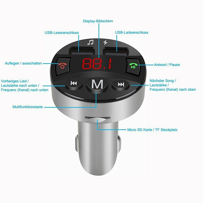 BT Handsfree dual usb mini car Kit car fm transmitter mp3 player wireless