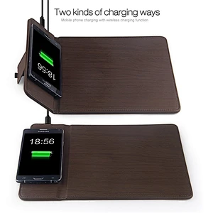 promotion gift PU Leather QI standard fast charger mouse pad wireless chargering