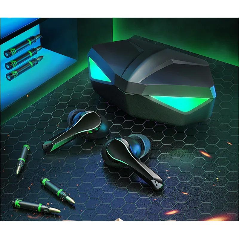 Portable Low Latency tws True Wireless Bluetooth Earphone Led Light Game Headphone Earbuds For PS 4