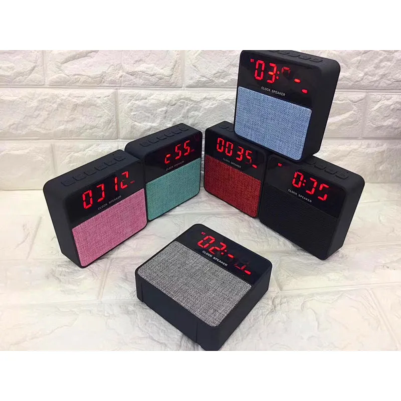 Oem logo Wireless Bluetooth Fabric Mini Alarm Clock Speaker