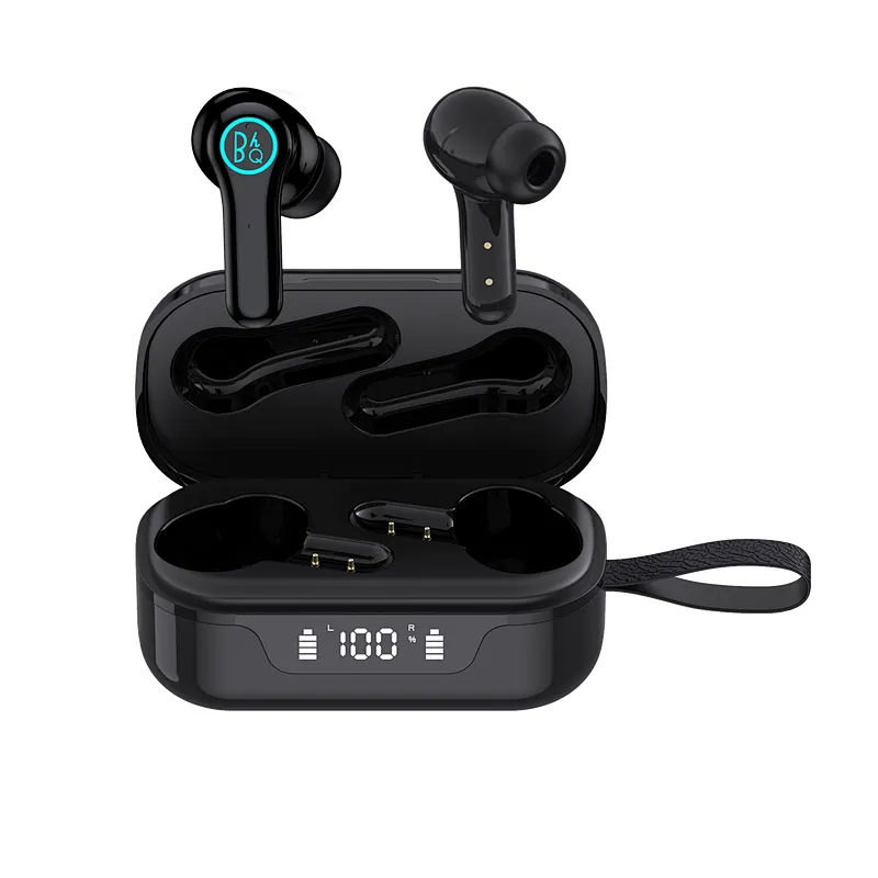 Cool Design Headset Stereo Sound Headphone Charging Box in-ear Earbuds OEM Headset Black Waterproof Wireless Bluetooth Earphone