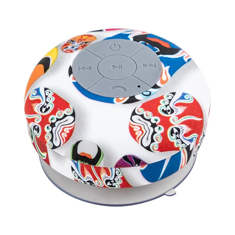 OEM home theater portable Customized compact wireless full printing mini shower round waterproof speaker with suction cup