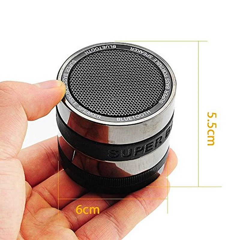 OEM Wholesale Wireless Round Fm Radio With Silicone Band Portable Super Bass Mini PC Metal Camera Lens Bluetooth Speaker