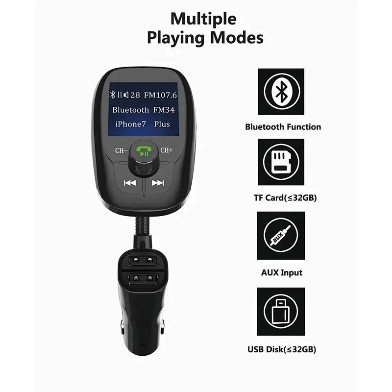 Double USB Ports Bluetooth Wireless Car mp3 Player fm Transmitter