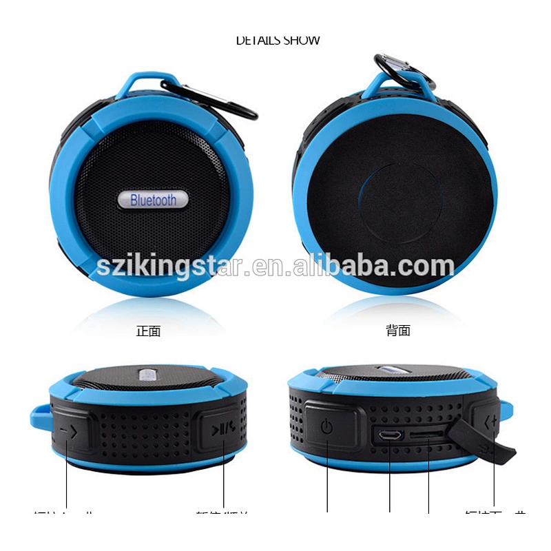 C6 music player with keychain round water resistant IPx4 wireless waterproof subwoofer speaker