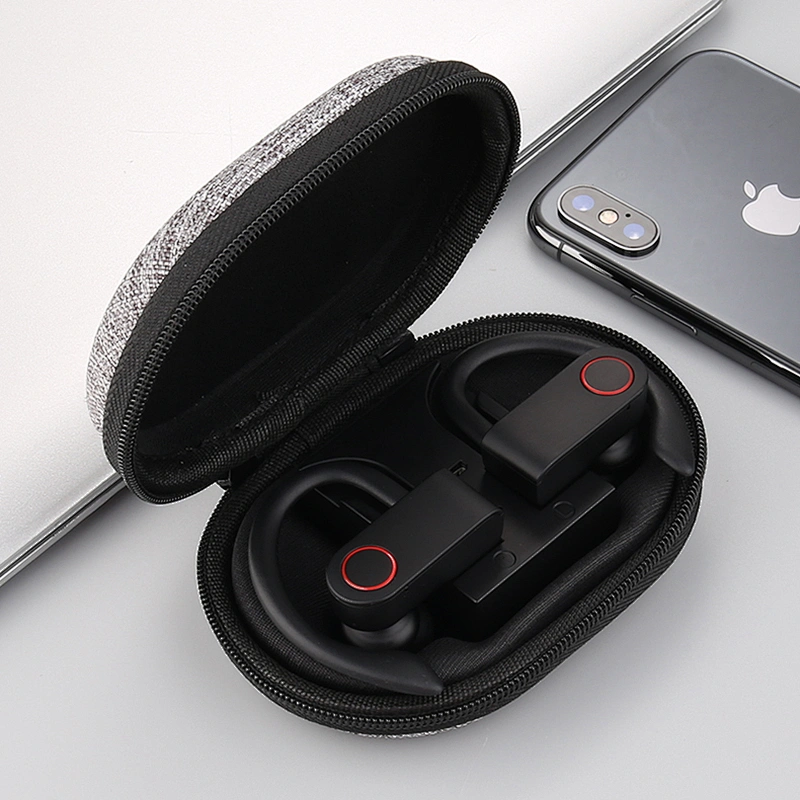 Portable Deep Bass 8 Hours Working Time TWS Wireless Eva Case Ear Hook Earphone