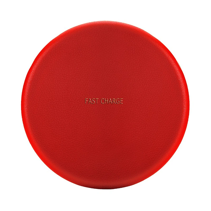 Promotion Gift Portable Round PU Mobile Phone QI Wireless Charger for samsung galaxy a8