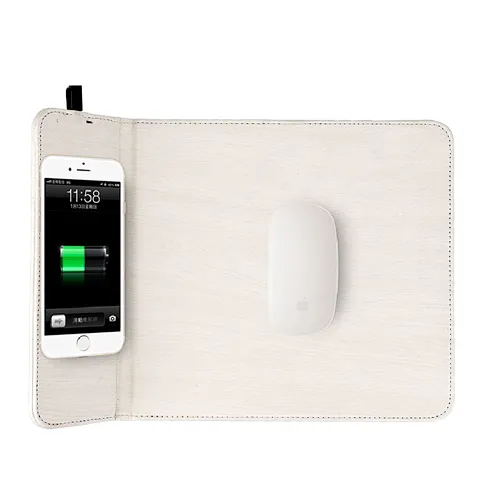 Portable Pu Leather QI Mouse Pad Wireless Charger