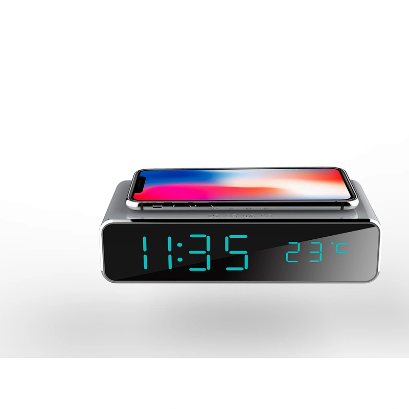 Mirror Alarm Clock Digital Smart Mobile Phone Wireless Charger