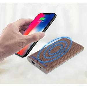 Fast Portable Mobile Power Bank Universal Wood USB QI Wireless Charger