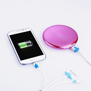 Promotion Gifts Luxury 2 in 1 Women Round 3000mah Makeup Power Banks With Mirror