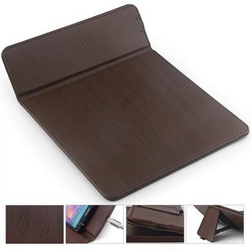 desktop mobilephone PU Leather Quick Charging wireless charger Mouse pad