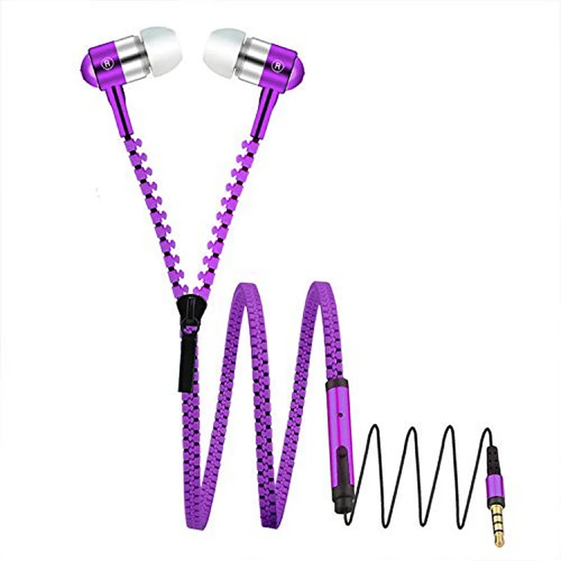 CE ROHS Fashion media player luminous glowing lighted zipper led earphone