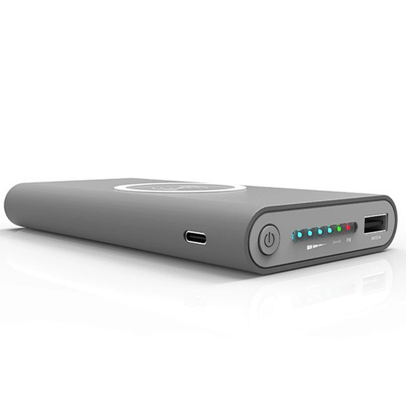 8000mah led light qi wireless charge portable fast charging power bank