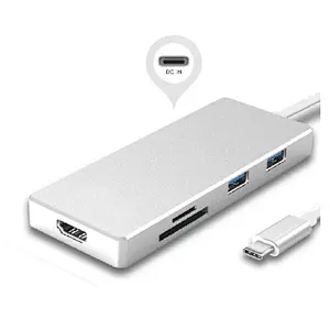 7 in 1 Combo 3 Port USB 3.0 Hub Type C USB 3.1 to 4k x2k Adapter SD TF Card Reader Charging