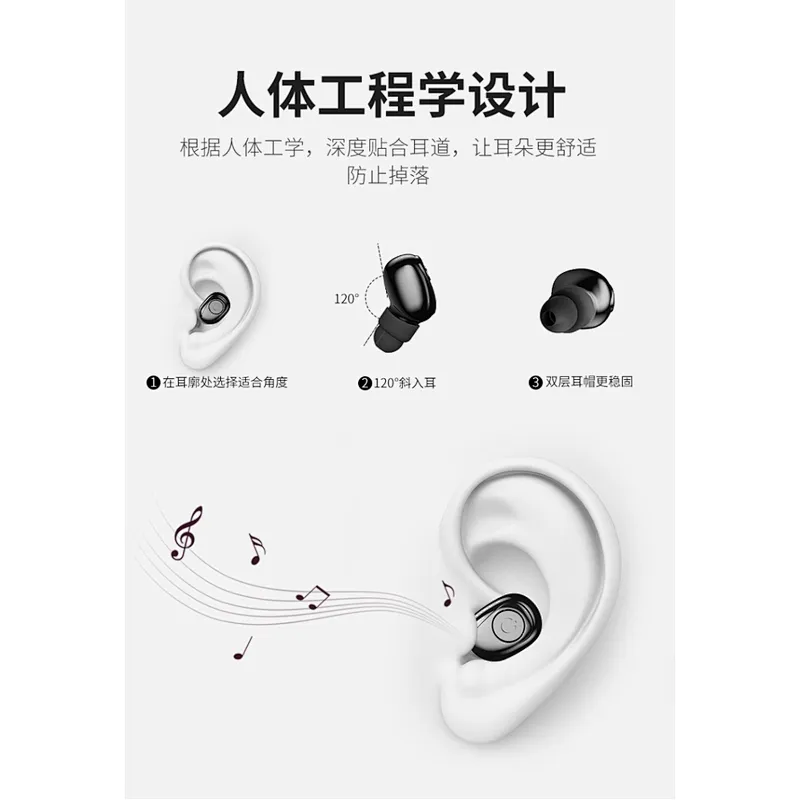 Mini TWS In Ear Earphone Invisible True Wireless Stereo Earbuds With Power Bank