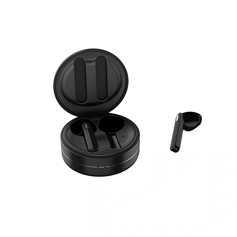 best selling custom logo pocket round true wireless twins tws bluetooth leather earphone