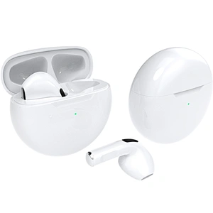 Mini On Ear White TWS BT5.0 Wireless Earphones Earbuds with Round Charging Box