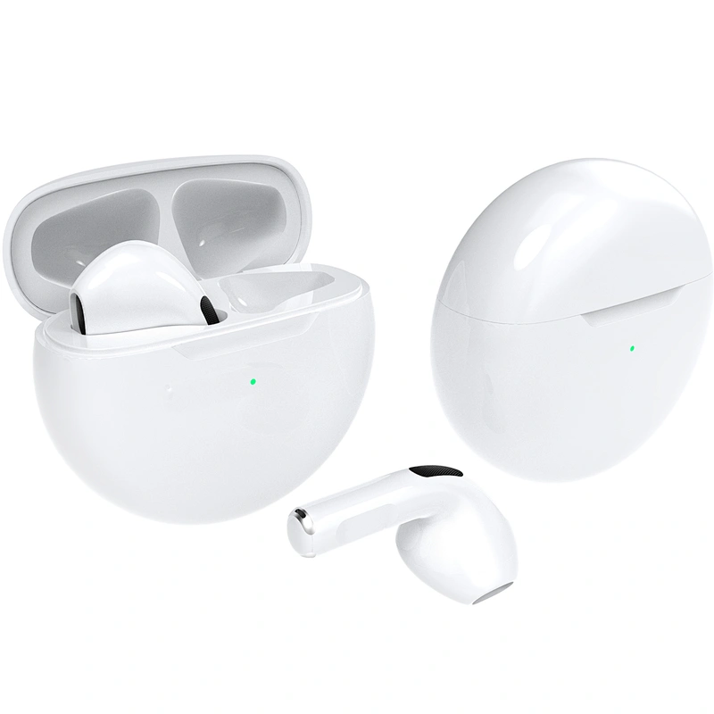 Mini On Ear White TWS BT5.0 Wireless Earphones Earbuds with Round Charging Box