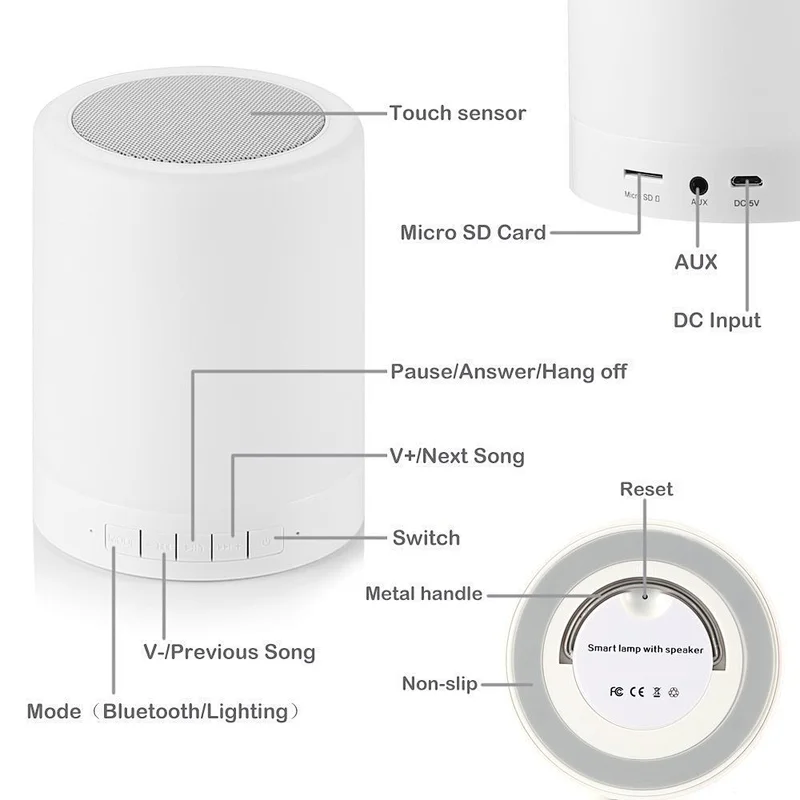 LED Lamp Portable Wireless Bluetooth Touch Speaker