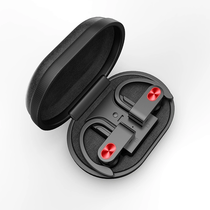 OEM Dual Ear Driver Hang TWS Earbuds Truly Wireless BT Earhook Earphone with Eva Case