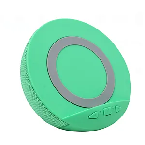 Handsfree blue tooth USB Mobile stand Outdoor 3 in1Fabric Round Phone Stand Power portable waterproof Wireless charger speaker