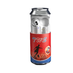 Promotional Gift Mini In Ear Tin Can Bottle Colorful Printing OEM Logo Gift Beer Cola Earbuds