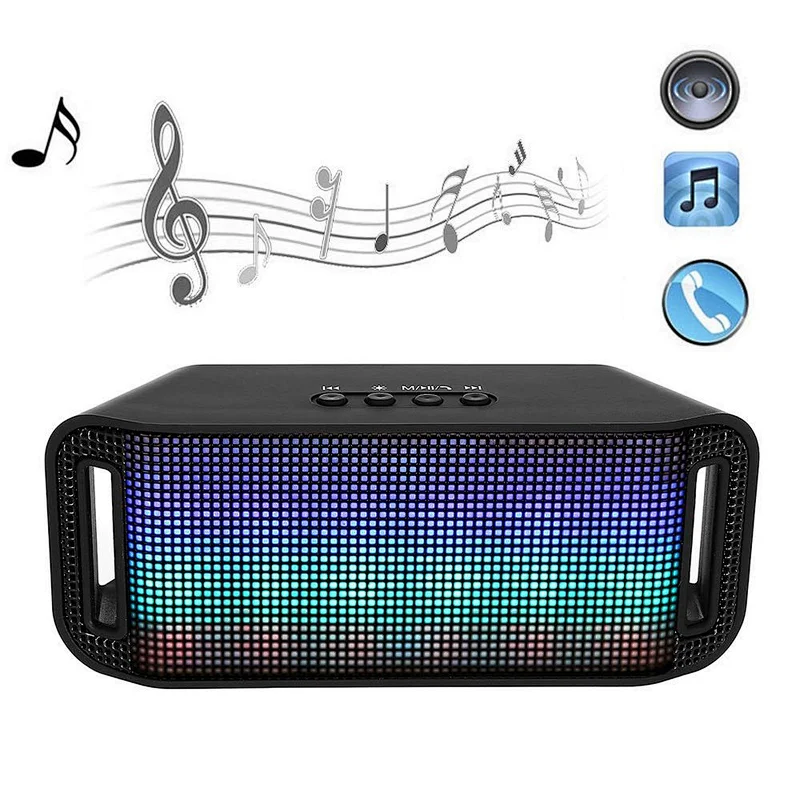 portable home theater karaoke mini waterproof wireless outdoor woofer colorful flashing light led speaker
