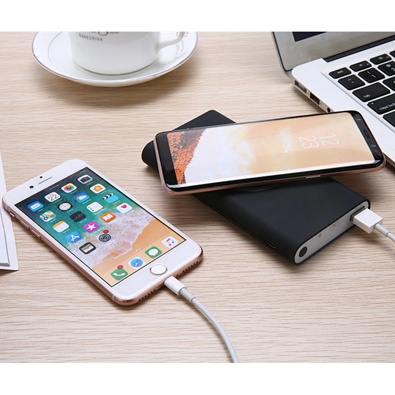 Portable 10000mah Power Bank Fast Charging QI Wireless Charger