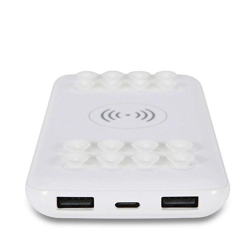 Ultra Thin 8000mah Suction Cup Power Bank Qi Wireless Charger