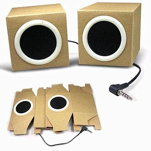 Logo Printing Custom Cube Wired Paper Box Speaker