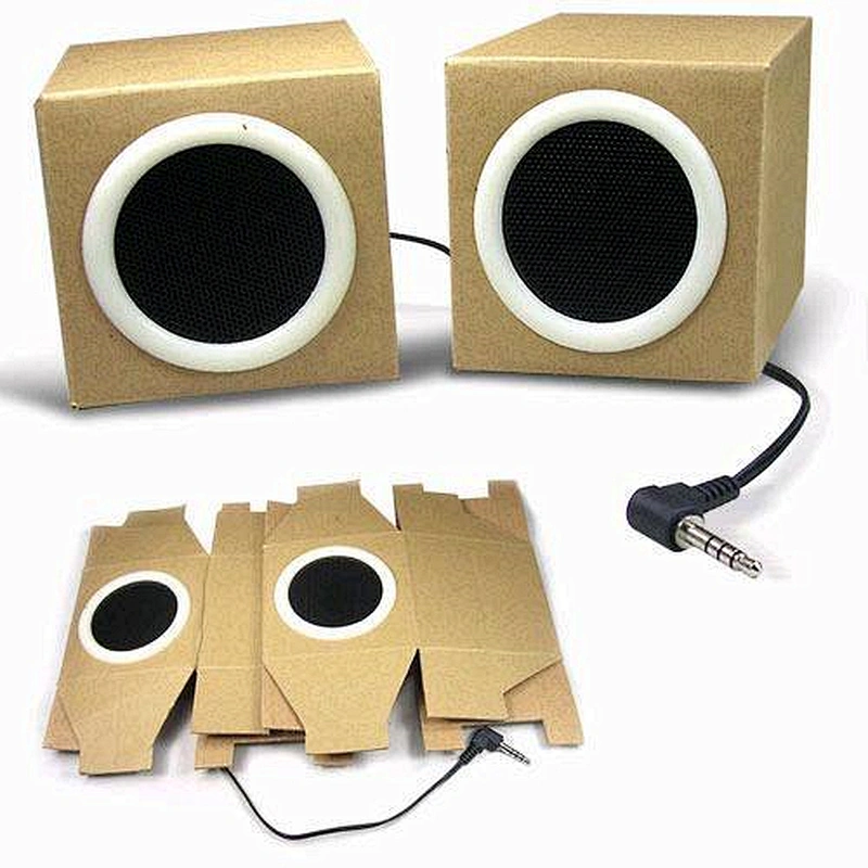 Logo Printing Custom Cube Wired Paper Box Speaker