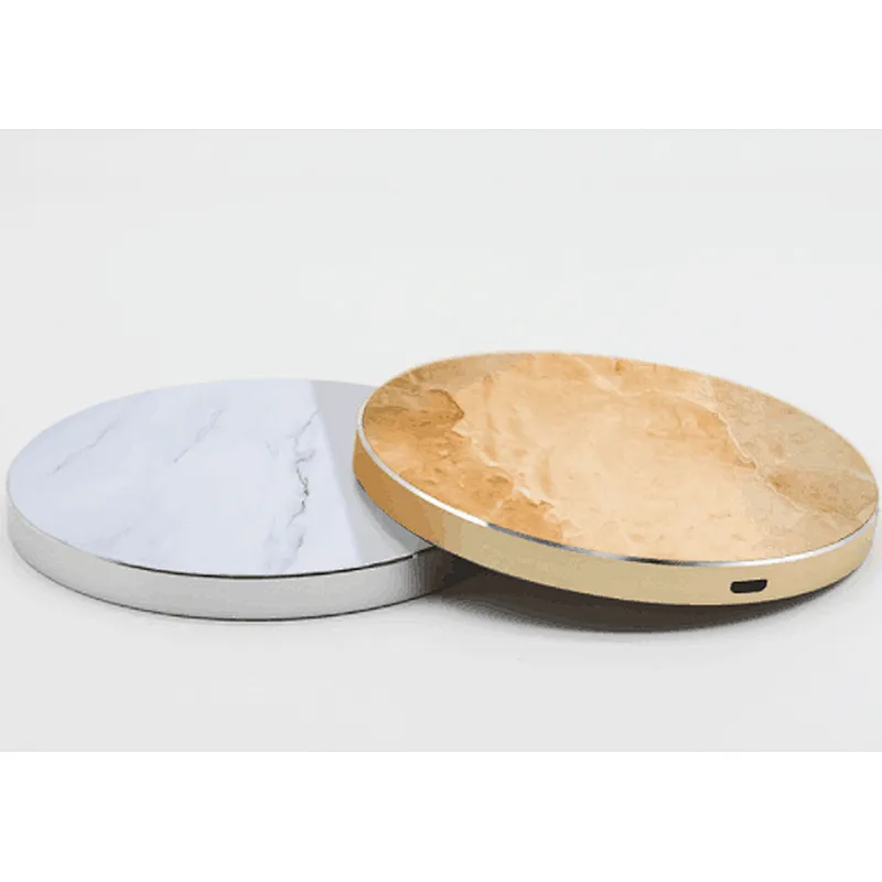 OEM Mobile Phone QI Fast Wireless Charger Mini Round Marble Power Banks 10000mah