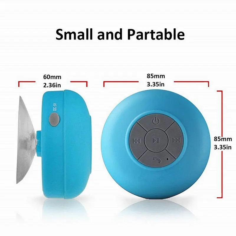 With Sucker Bathroom Waterproof Mini Wireless Bluetooth Speaker
