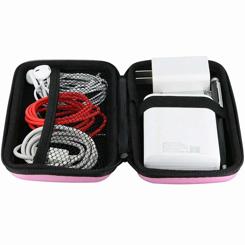 mini earphone cable charger Travel zipper EVA carrying hard case