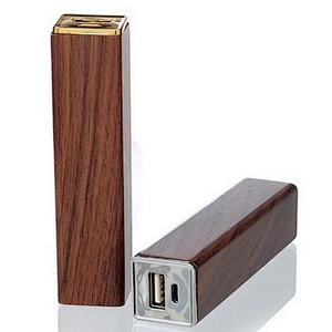 2600mah mini portable lipstick bamboo wood power bank