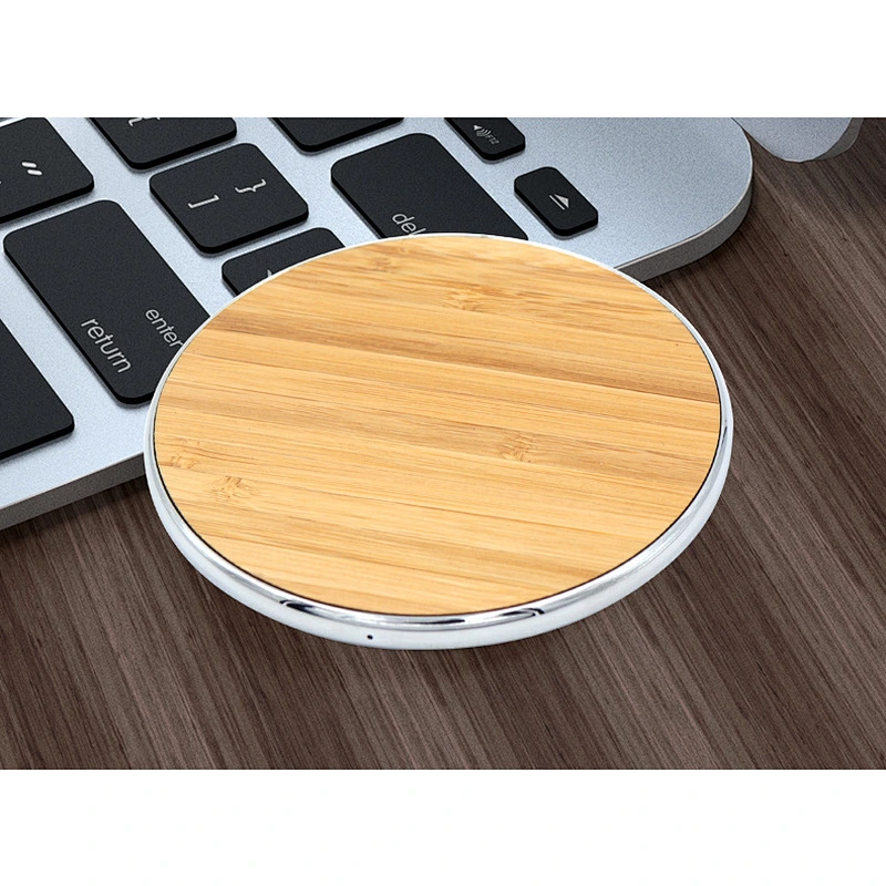 Promotion Gift Universal Portable Round QI Bamboo Wireless Charger