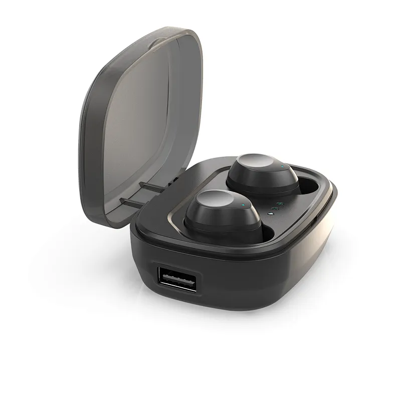 BT 5.0 Invisible In Ear Noise Canceling Earphone Stereo Blue Tooth True Mini Wireless TWS