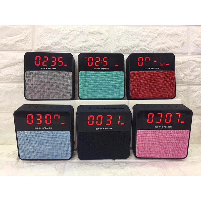 With Led Digital Clock Fabric Cover Portable Wireless Bluetooth Speaker