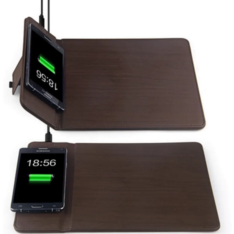 desktop mobilephone PU Leather Quick Charging wireless charger Mouse pad