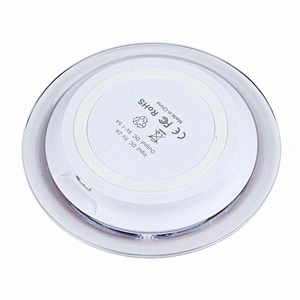 wholesale mini  led thin cell phone round crystal wireless charger