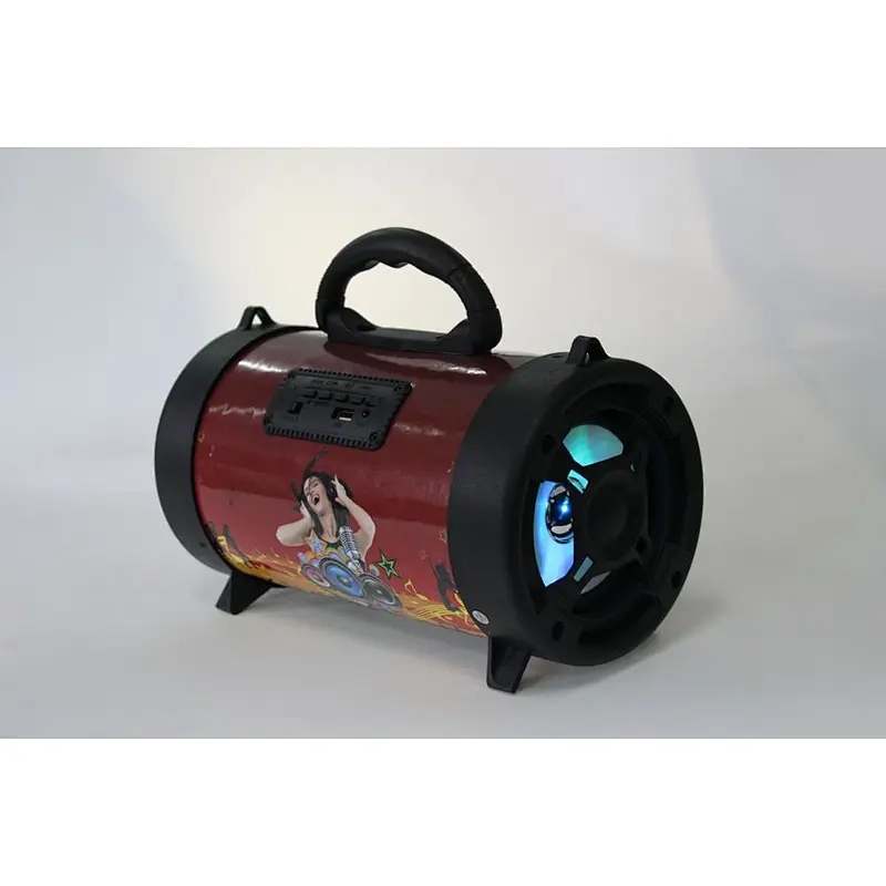 portable handle TF FM wireless stereo barrel speaker