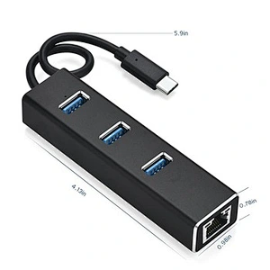 Wholesale Por Hub Network Adapter Aluminum Superspeed USB 3.1 Type C Hub