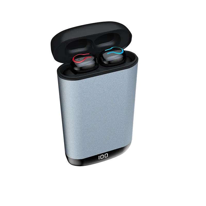 Mini In Ear TWS Handsfree Aluminum Alloy Power Bank Wireless Earphone