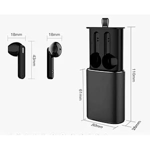OEM Promotional Handsfree Calling Portable Dual Ear Wireless Retractable Earphone in Metal Charging Case