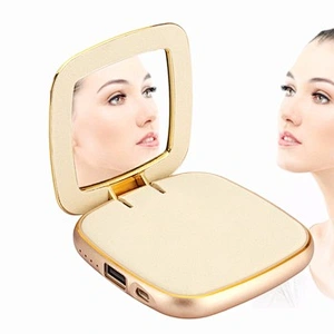 woman makeup portable gift power bank mirror battery charger