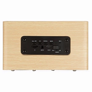 radio home dual driver stereo wooden wireless speaker